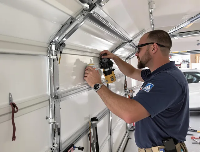Winthrop Garage Door Repair technician quieting a noisy garage door in Winthrop
