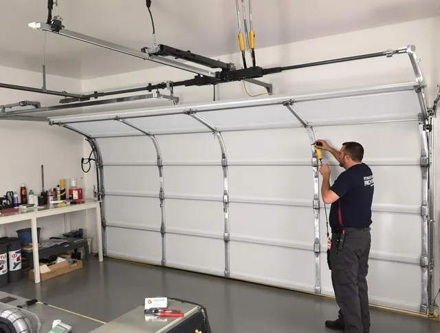 Winthrop Garage Door Repair certified technician performing overhead door system repair in Winthrop