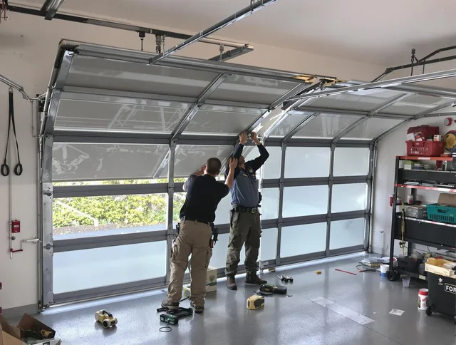 Winthrop Garage Door Repair expert performing precise panel replacement on Winthrop garage door